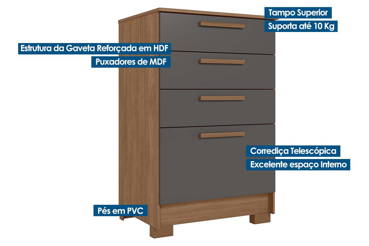 Cômoda Aruba 4 Gavetas S. Andirá