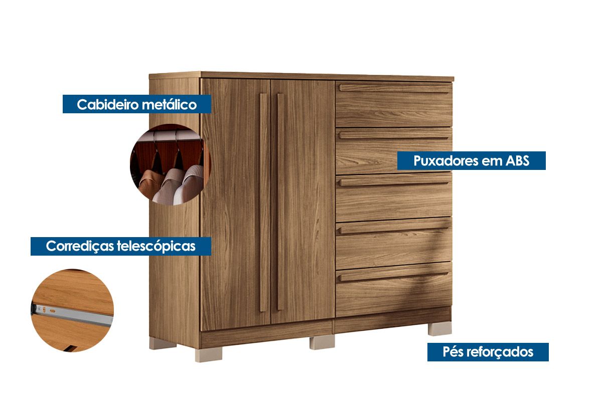 Conjunto Quarto Guarda Roupa + Cômoda QC236 S. Andirá