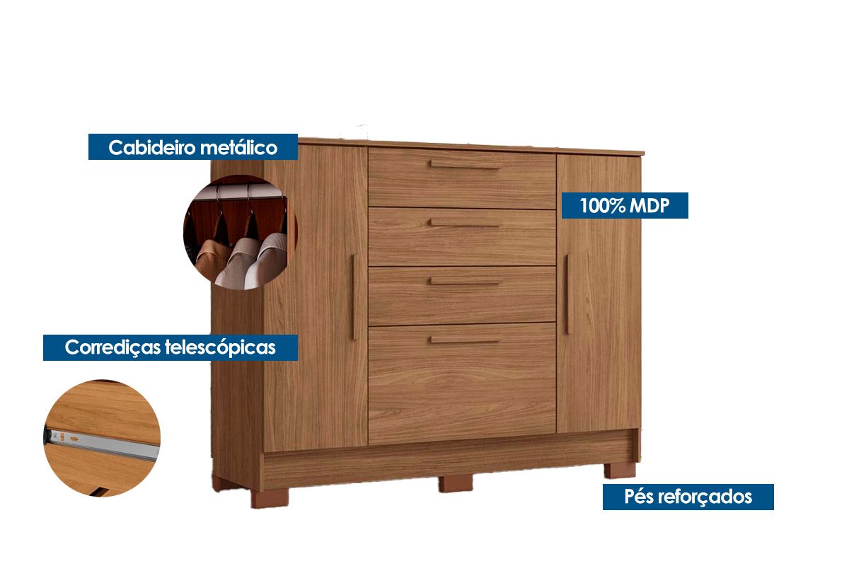 Conjunto Quarto Guarda Roupa + Cômoda QC237 S. Andirá