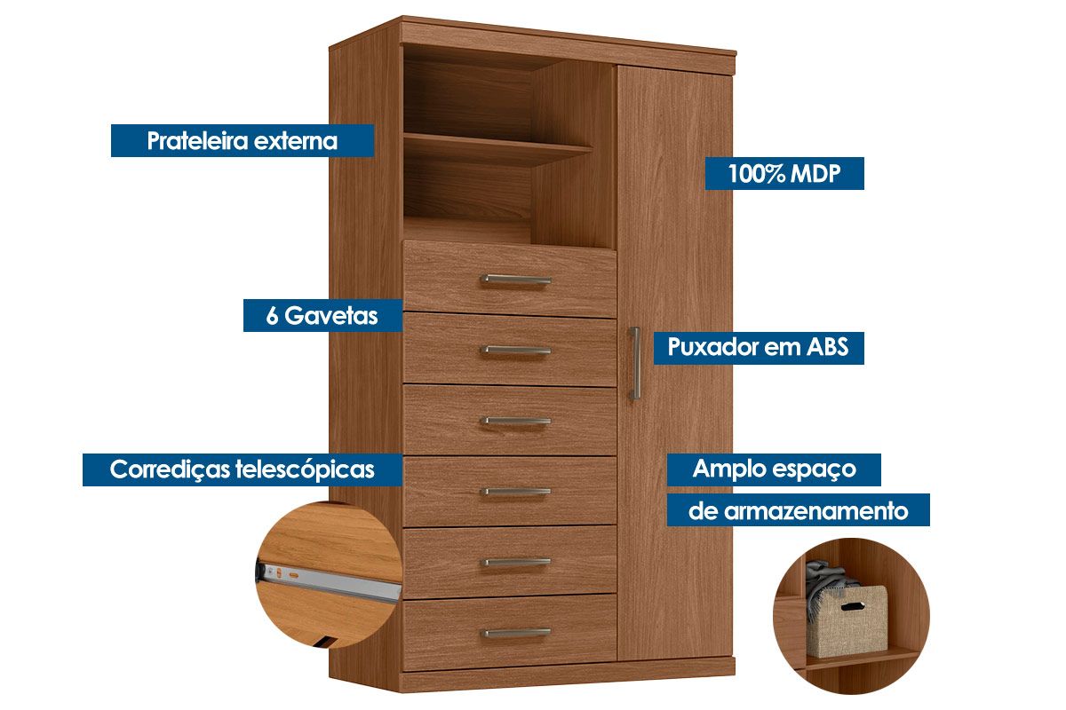 Conjunto Quarto Guarda Roupa + Cômoda QC238 S. Andirá