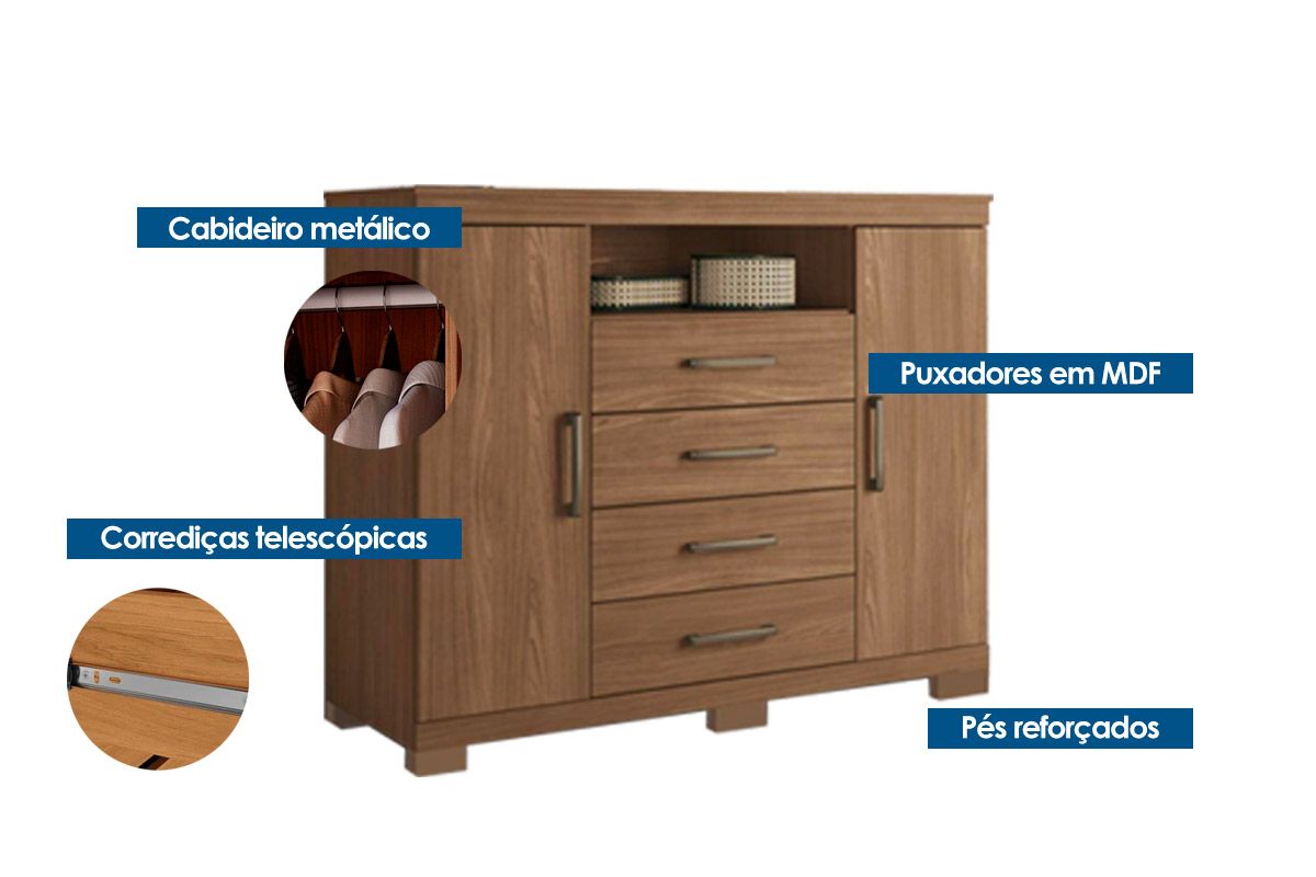 Conjunto Quarto Guarda Roupa + Cômoda QC242 S. Andirá