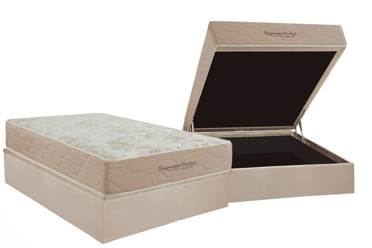 Cama Box Baú CRC +Colchão Molas Supreme Inovaflex