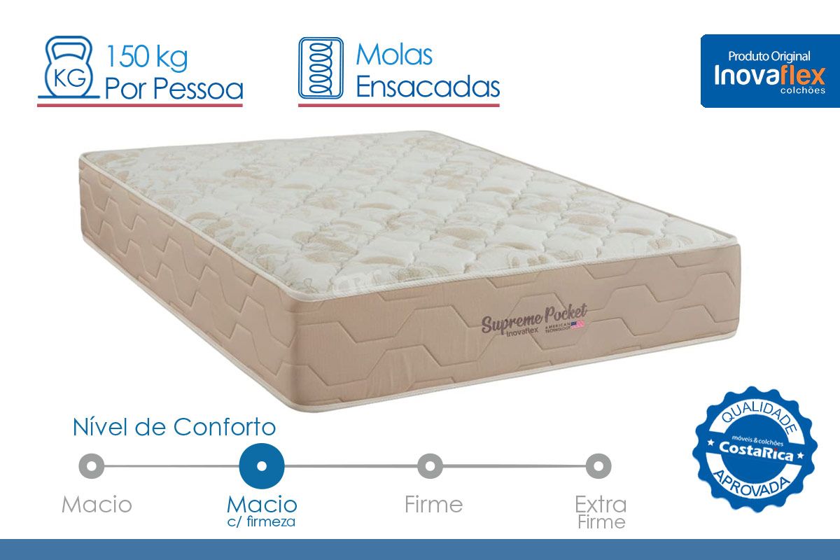 Cama Box Baú CRC +Colchão Molas Supreme Inovaflex