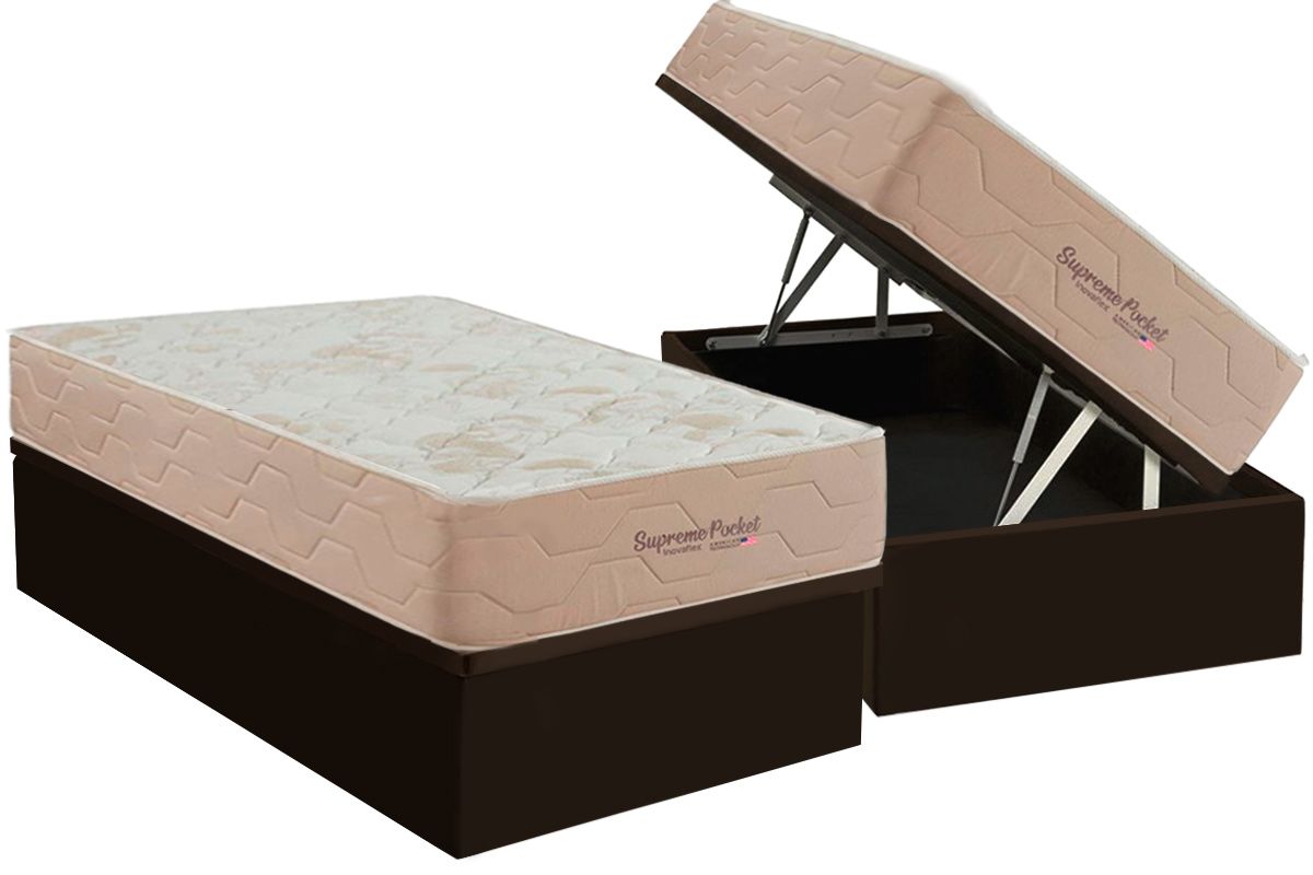 Cama Box Baú CRC +Colchão Molas Supreme Inovaflex