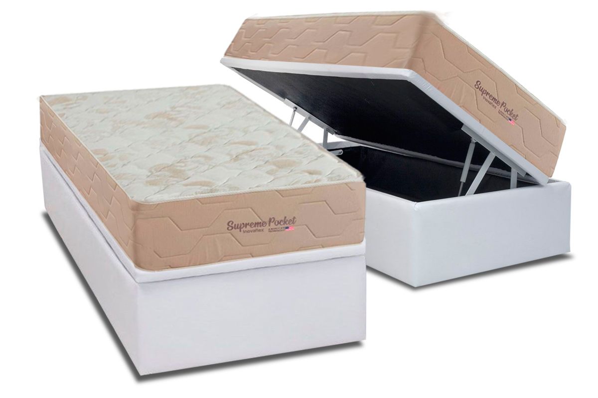 Cama Box Baú CRC +Colchão Molas Supreme Inovaflex