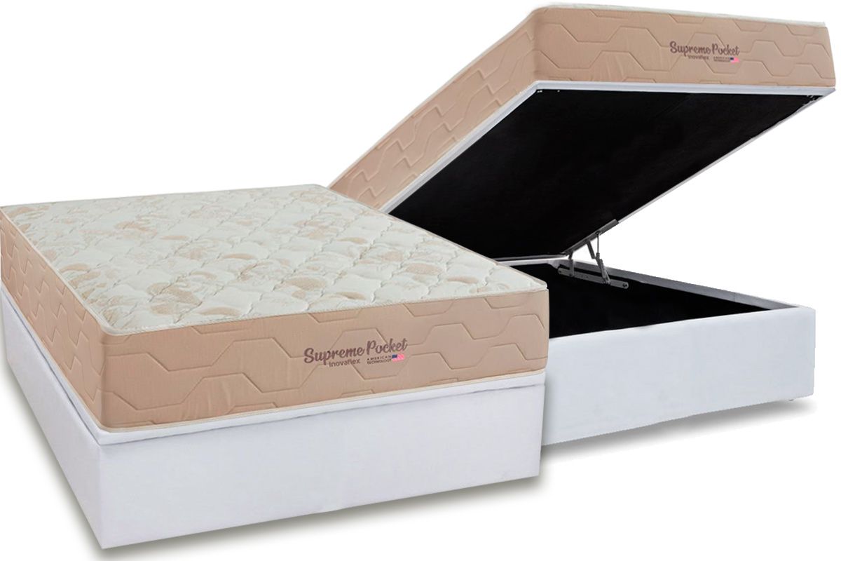 Cama Box Baú CRC +Colchão Molas Supreme Inovaflex