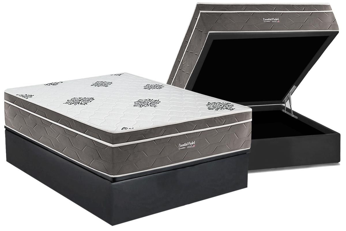 Cama Box Baú CRC +Colchão Molas Essential Inovaflex