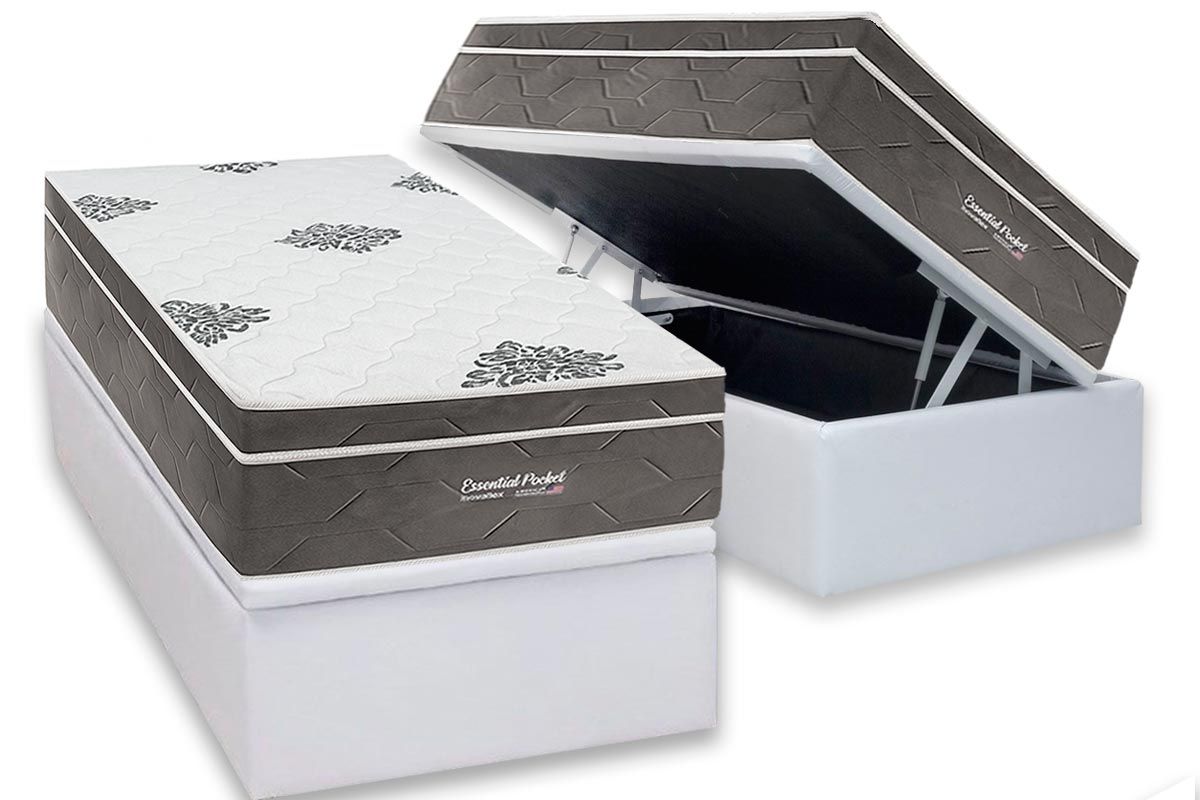Cama Box Baú CRC +Colchão Molas Essential Inovaflex