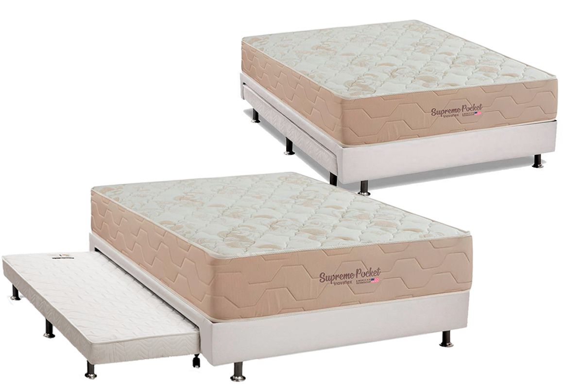 Cama Box c/Aux CRC +Colchão Molas Supreme Inovaflex