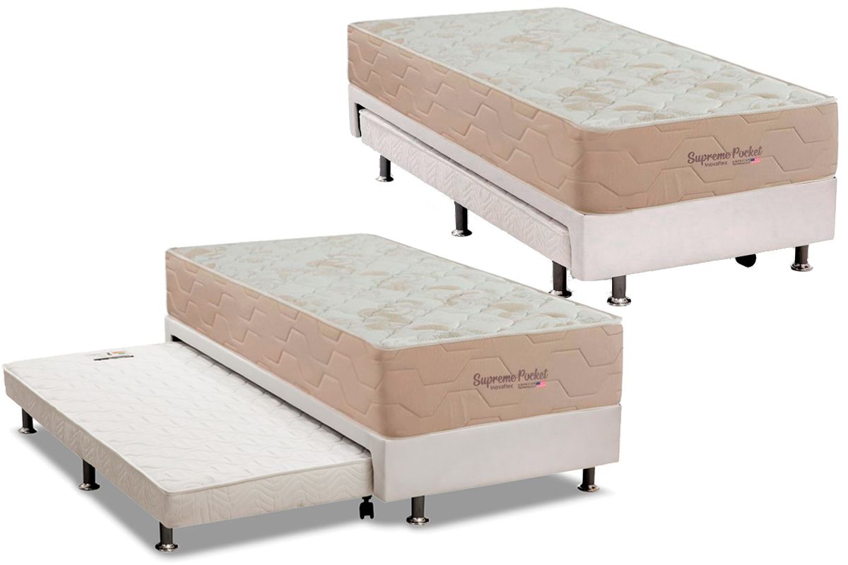 Cama Box c/Aux CRC +Colchão Molas Supreme Inovaflex