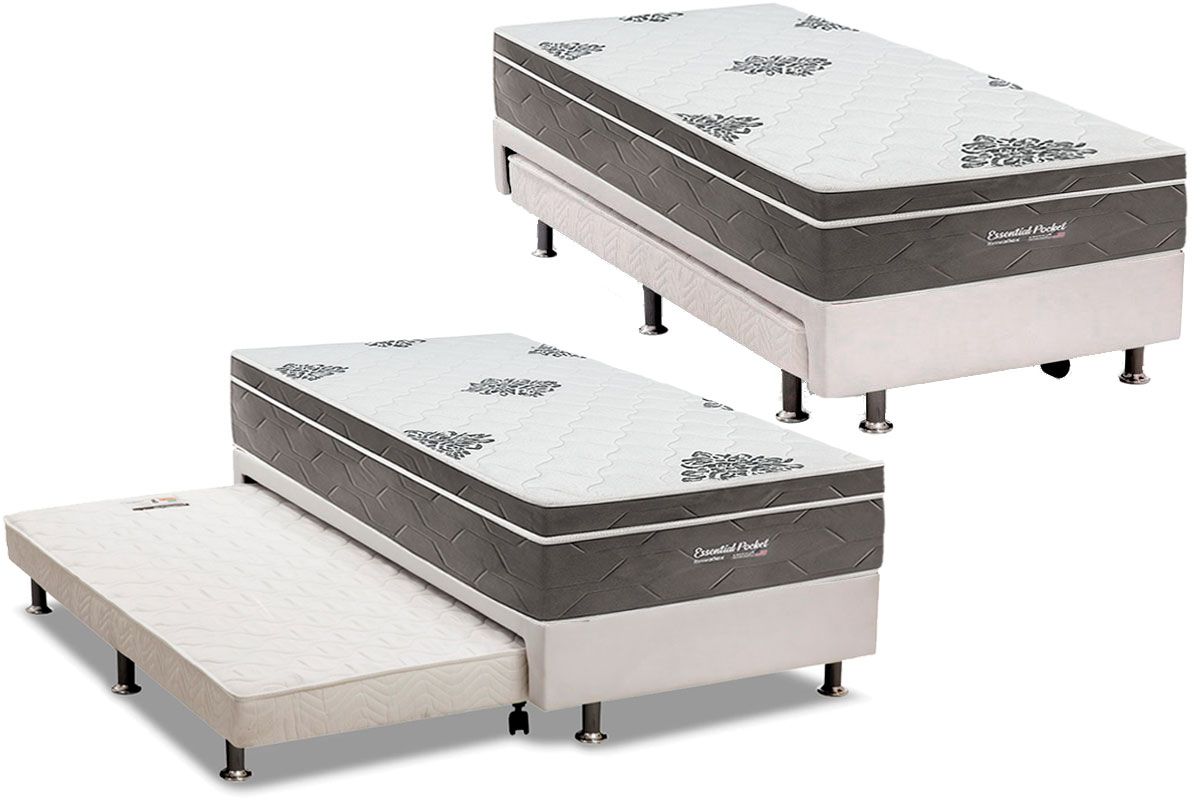 Cama Box c/Aux CRC +Colchão Molas Essential Inovaflex