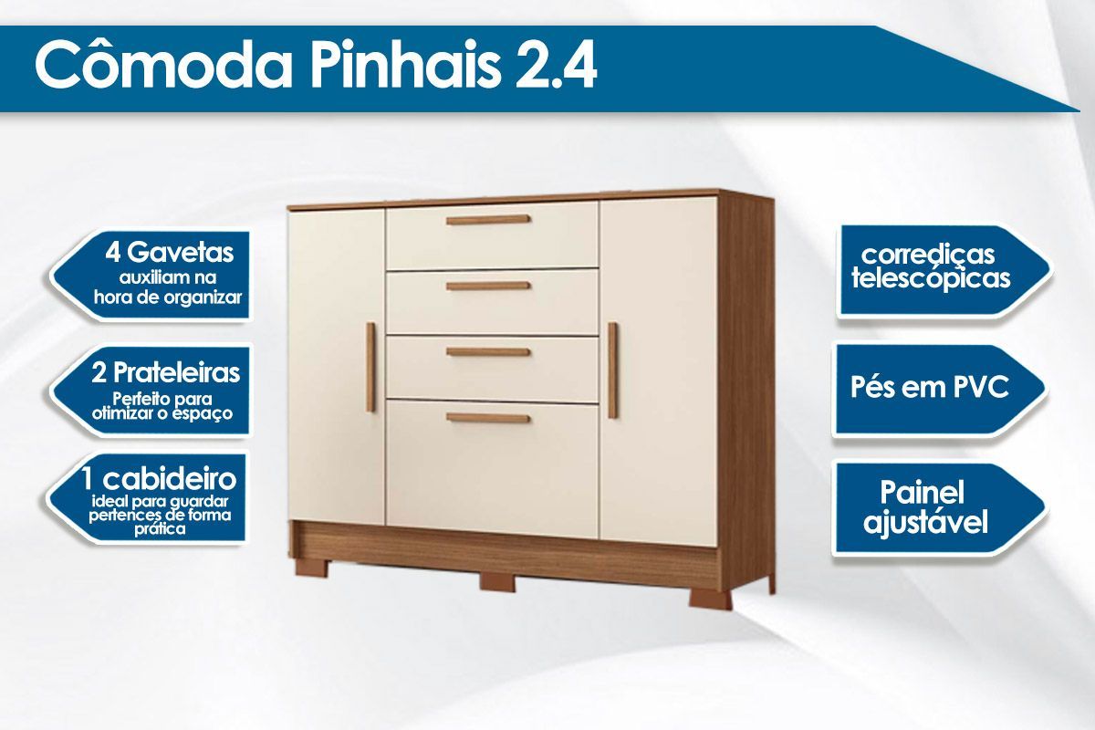 Conjunto Quarto Guarda Roupa + Cômoda QC308 S. Andirá