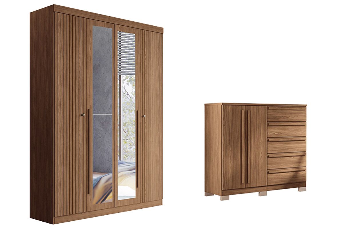 Conjunto Quarto Guarda Roupa + Cômoda QC321 S. Andirá