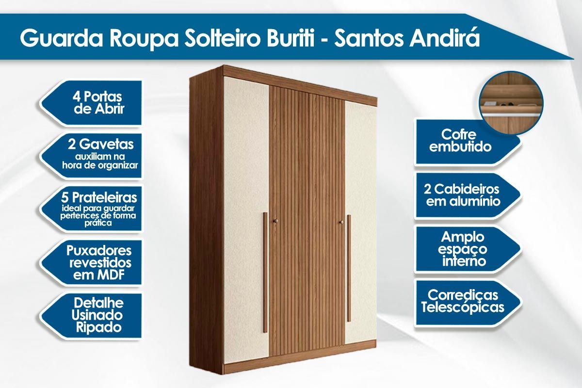 Conjunto Quarto Guarda Roupa + Cômoda QC338 S. Andirá