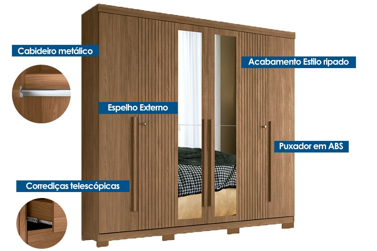 Conjunto Quarto Guarda Roupa + Cômoda QC349 S. Andirá