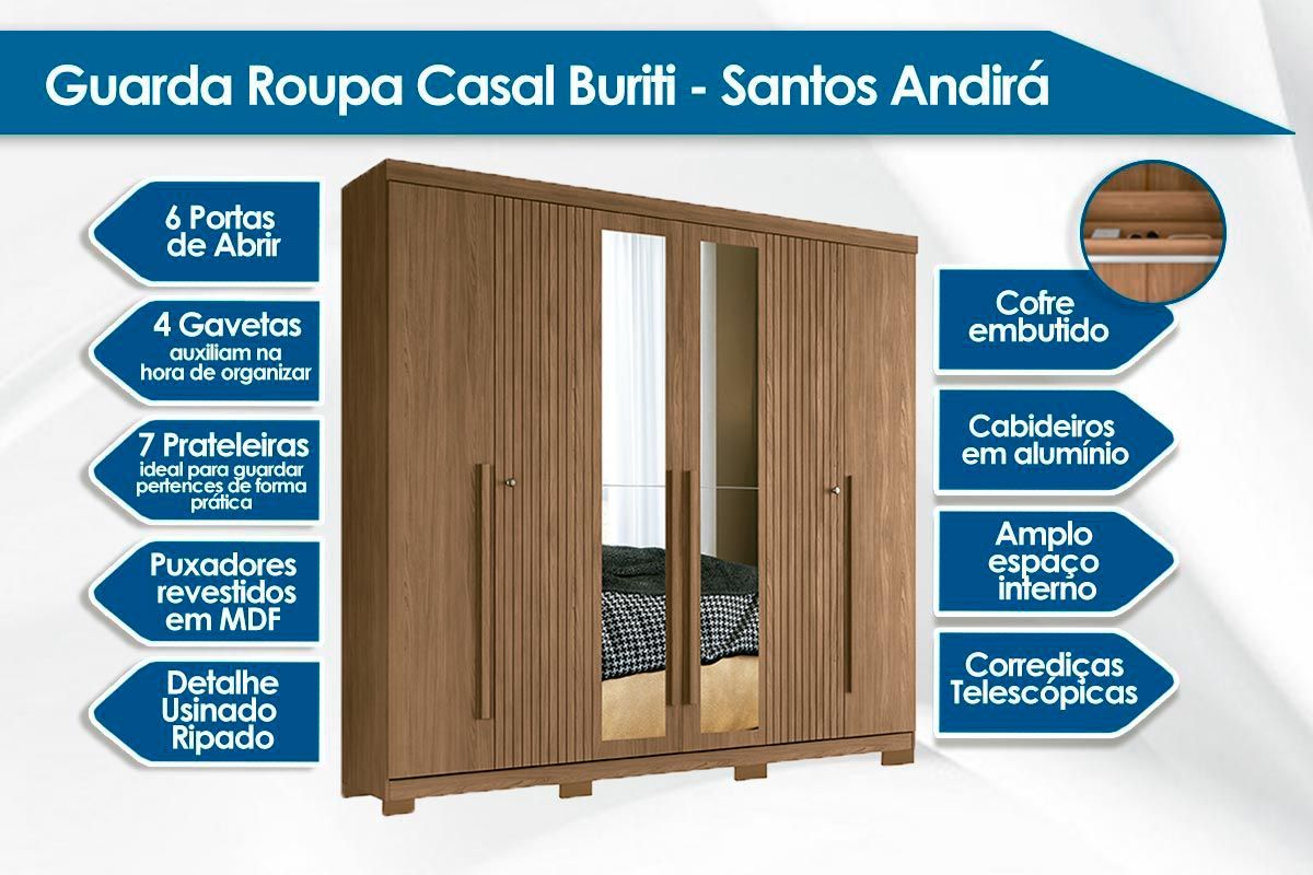 Conjunto Quarto Guarda Roupa + Cômoda QC350 S. Andirá