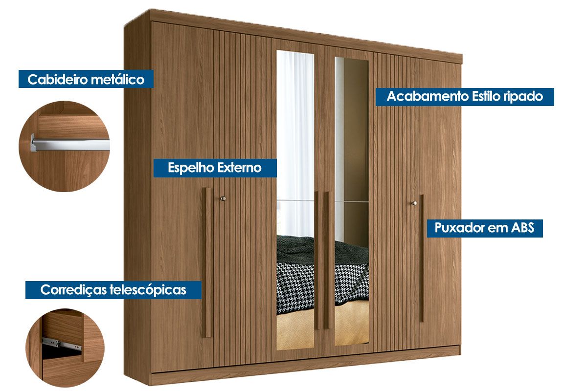 Conjunto Quarto Guarda Roupa + Cômoda QC358 S. Andirá