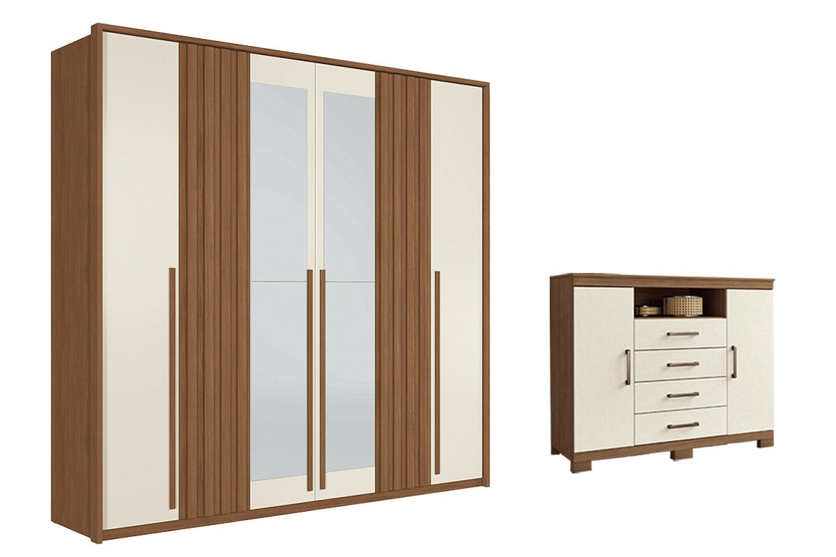 Guarda Roupa Casal + Cômoda QC391 Santos Andirá