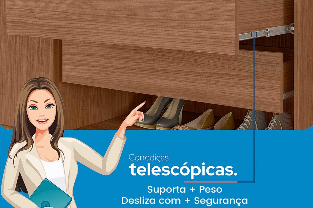 Guarda Roupa Casal + Cômoda QC391 Santos Andirá