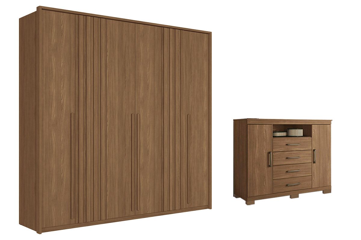 Guarda Roupa Casal + Cômoda QC409 Santos Andirá