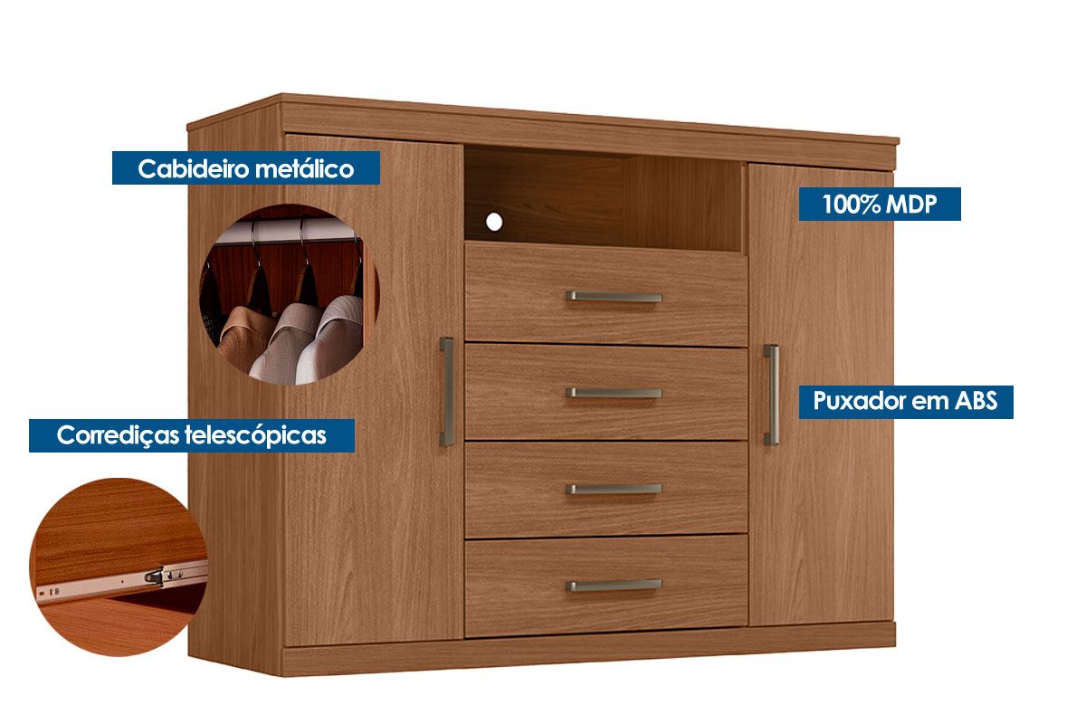 Conjunto Quarto Guarda Roupa + Cômoda QC518 S. Andirá