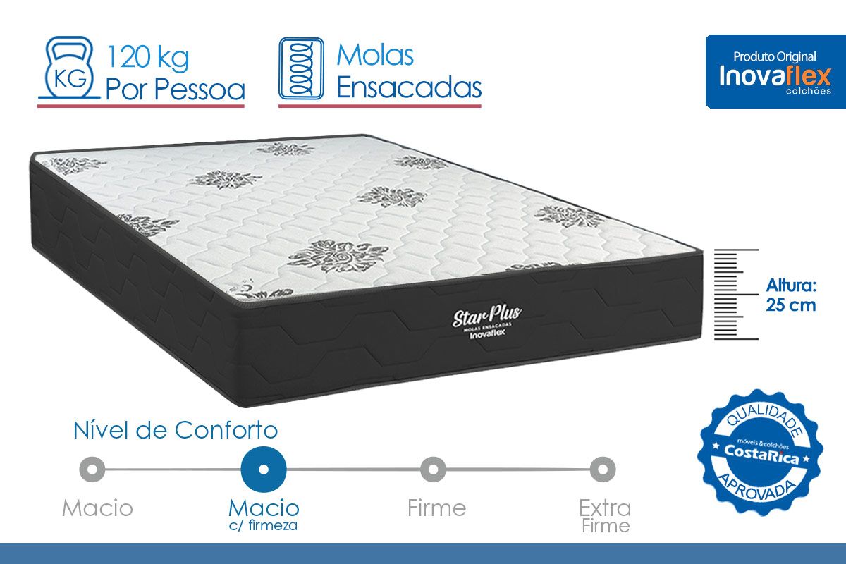 Cama Box Baú CRC +Colchão Molas Star Inovaflex