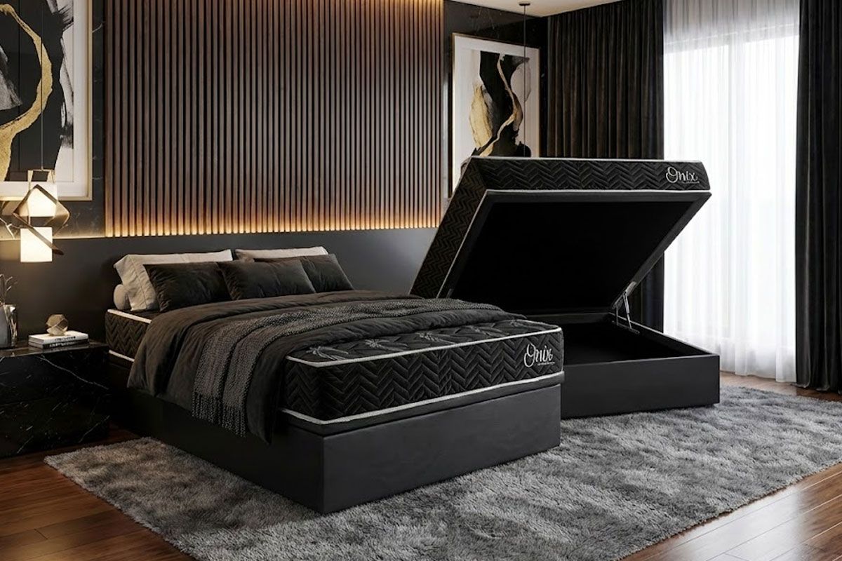 Cama Box Baú CRC +Colchão Ortopédico Onix Kappesberg