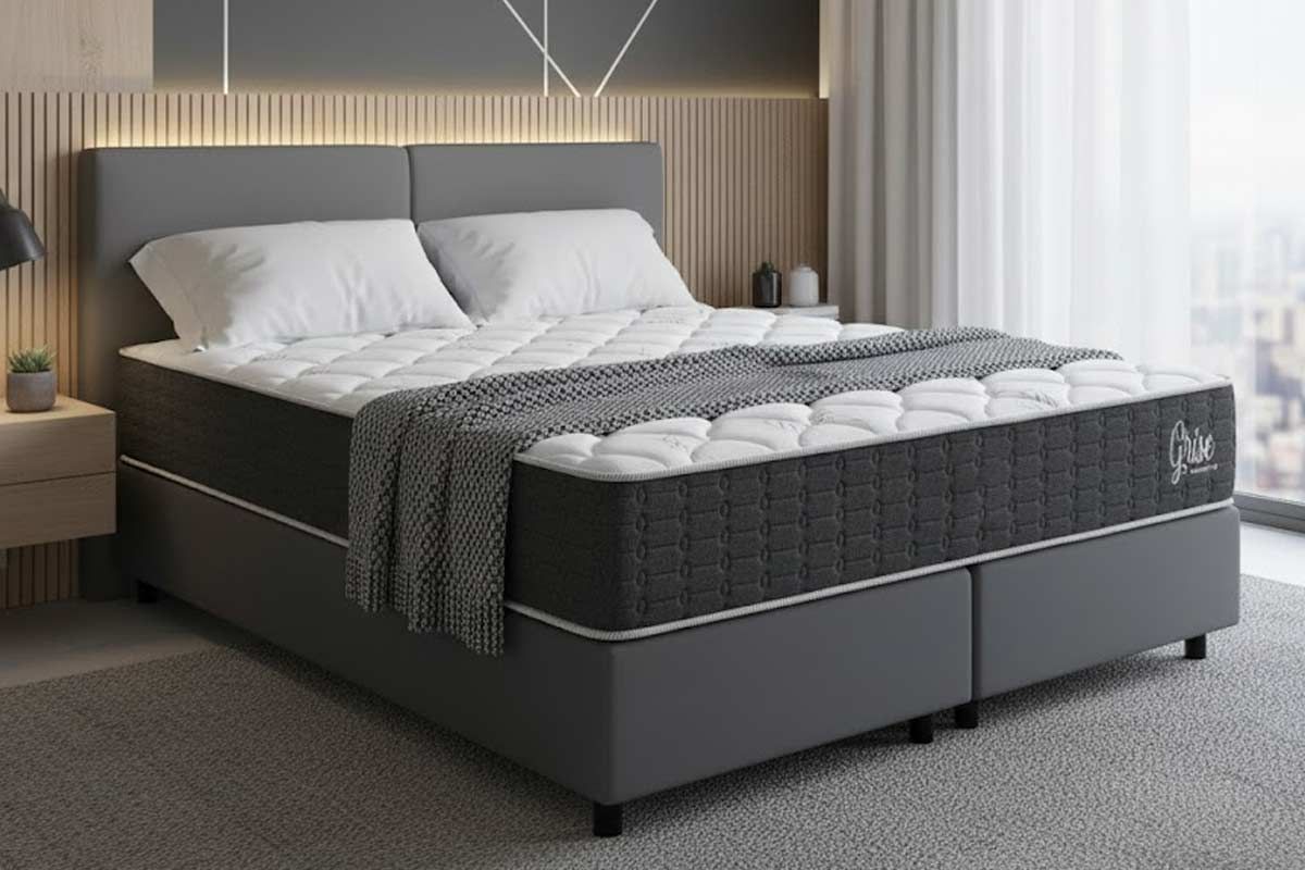 Cama Box CRC +Colchão Ortopédico Grise Kappesberg