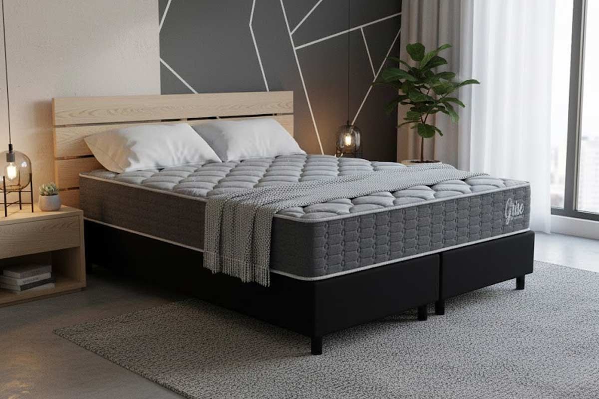 Cama Box CRC +Colchão Ortopédico Grise Kappesberg