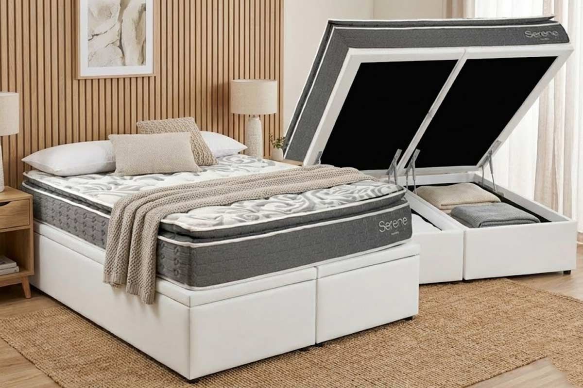 Cama Box Baú CRC +Colchão Molas Serene Kappesberg