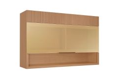 Armário Aéreo Cozinha Nesher Realeza 1 Porta c/Vidro 120cm - Carvalho