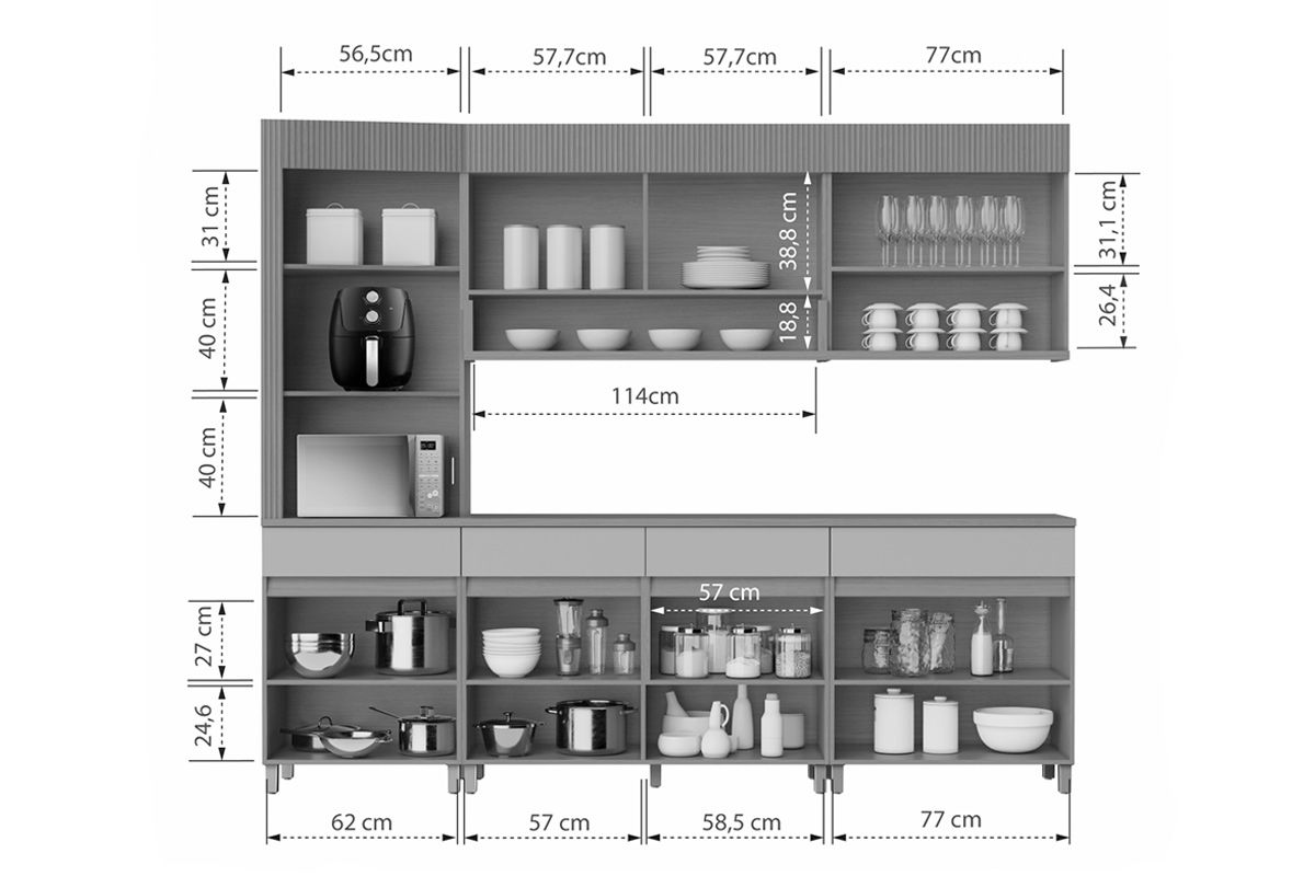 Cozinha Completa Nesher Realeza 5 Peças CZ101