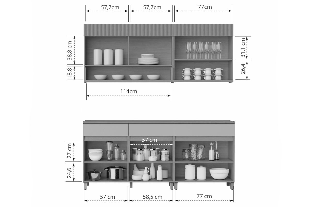 Cozinha Completa Nesher Realeza 4 Peças CZ103