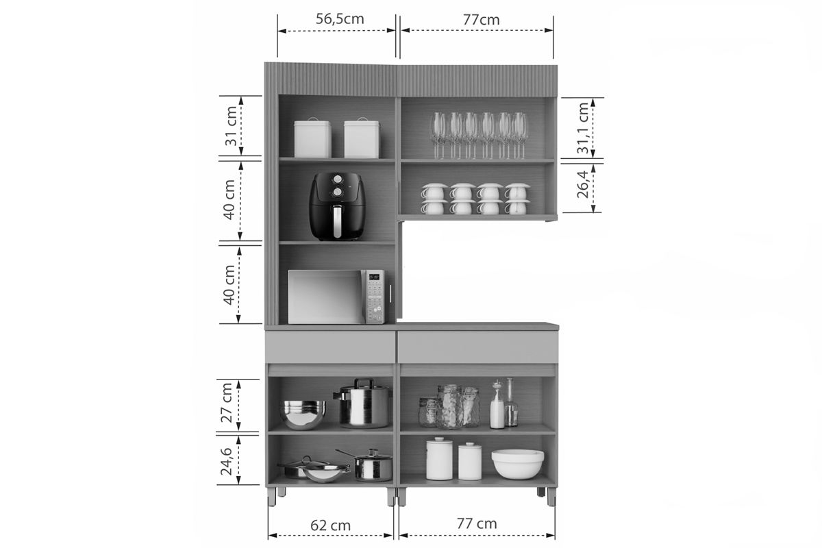 Cozinha Completa Nesher Realeza 3 Peças CZ107
