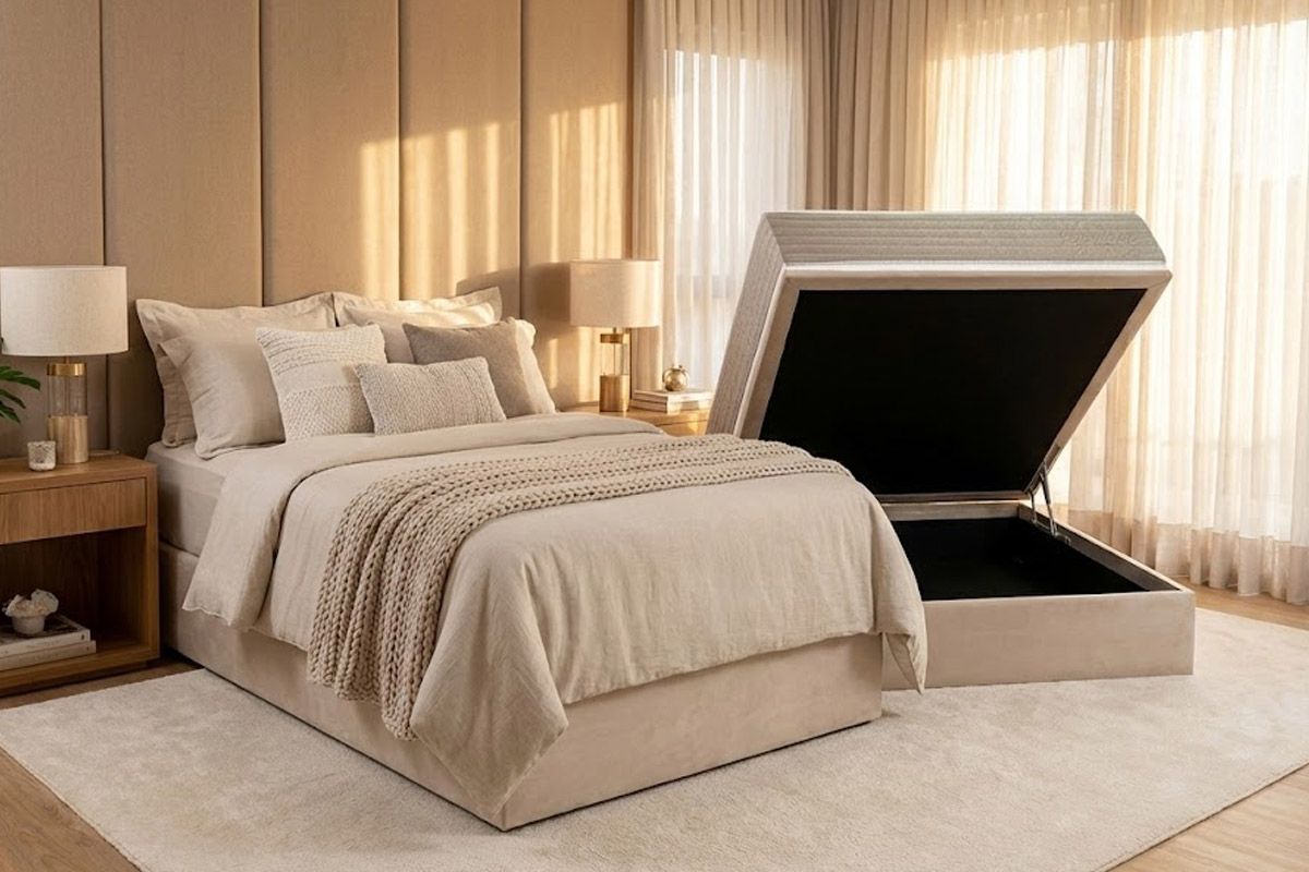 Cama Box Baú CRC +Colchão Ortopédico Carmine Kappesberg