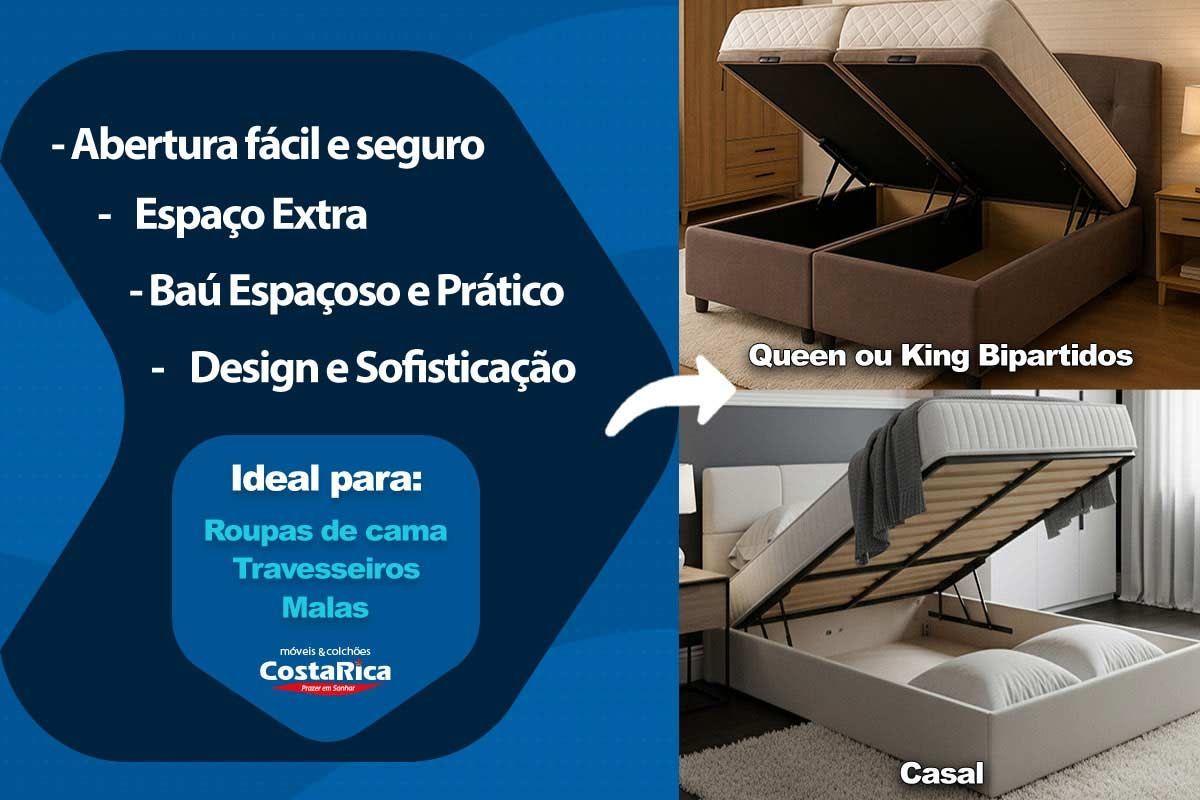 Cama Box Baú CRC +Colchão Molas Inverno/Verão Kappesberg