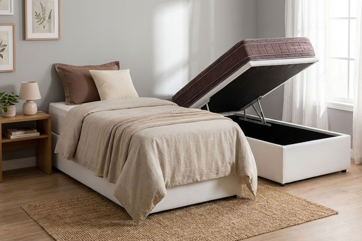 Cama Box Baú CRC +Colchão Molas Inverno/Verão Kappesberg