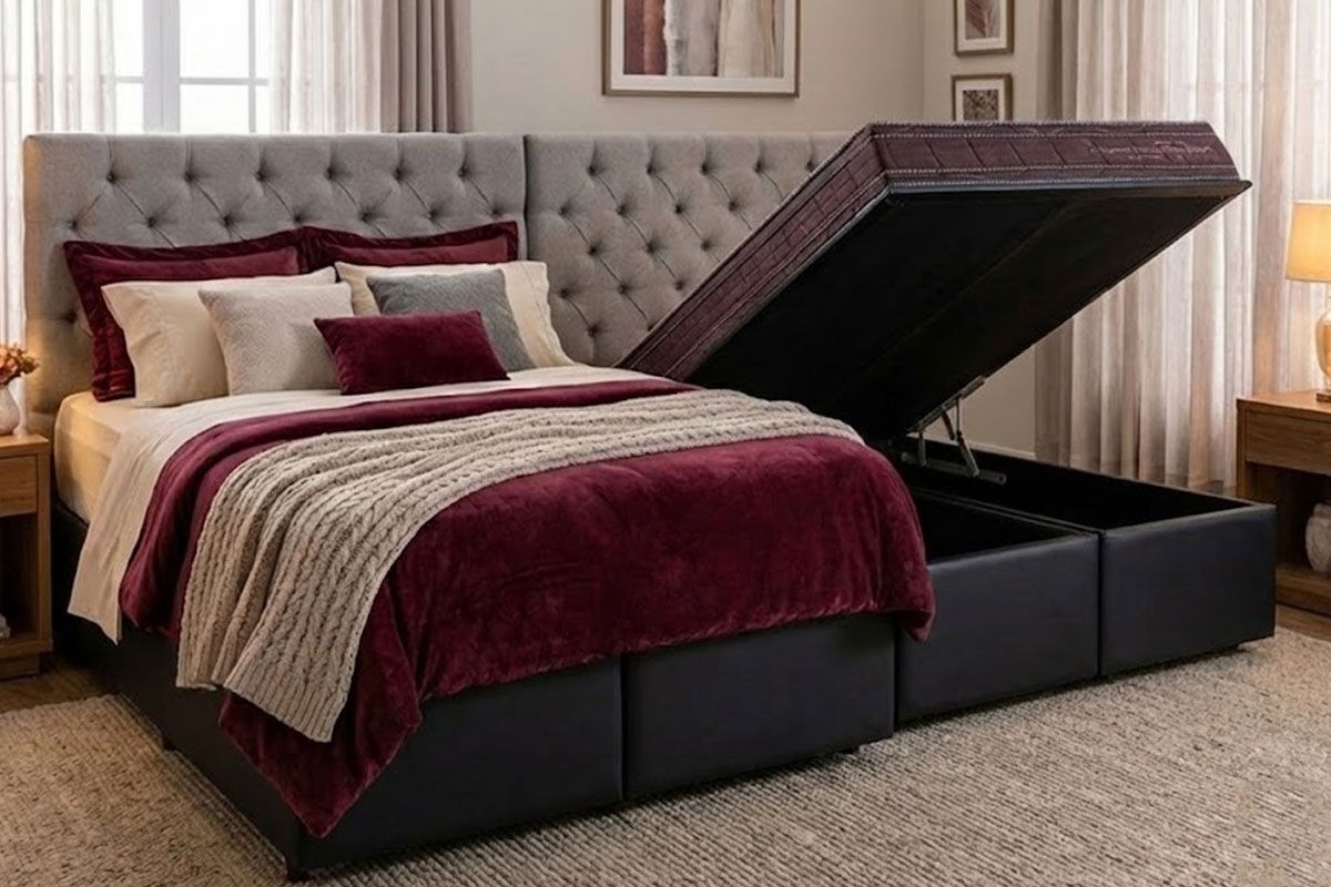 Cama Box Baú CRC +Colchão Molas Inverno/Verão Kappesberg