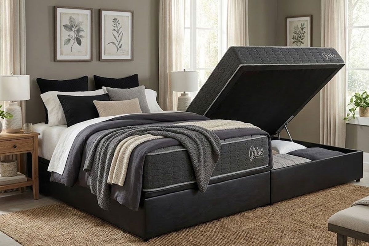 Cama Box Baú CRC +Colchão Ortopédico Grise Kappesberg