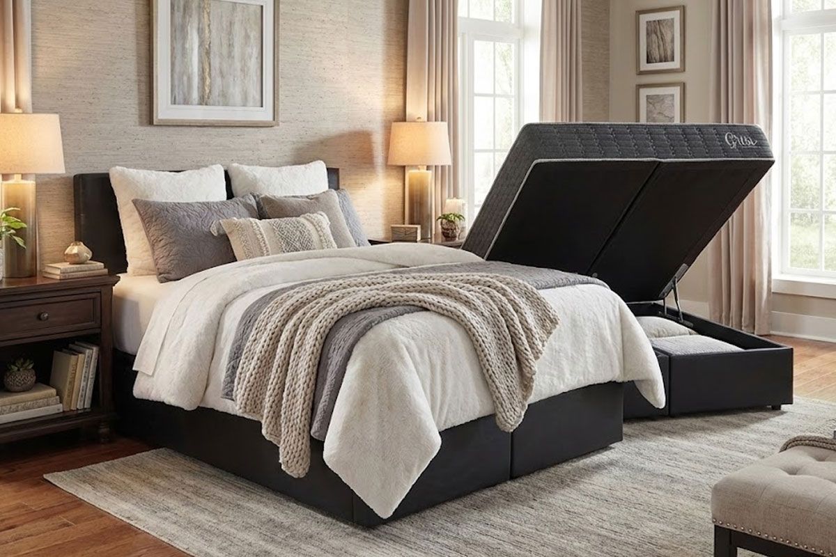 Cama Box Baú CRC +Colchão Ortopédico Grise Kappesberg