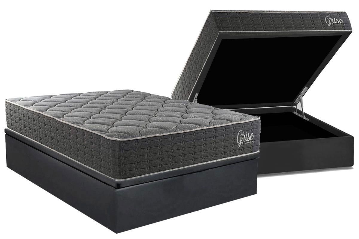 Cama Box Baú CRC +Colchão Ortopédico Grise Kappesberg