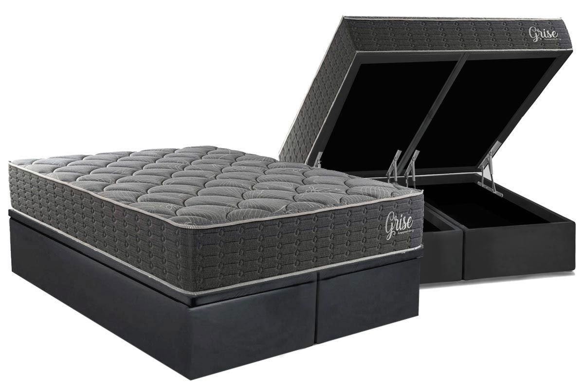 Cama Box Baú CRC +Colchão Ortopédico Grise Kappesberg