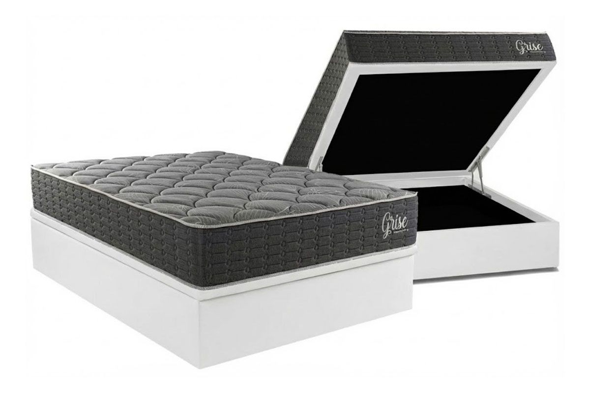 Cama Box Baú CRC +Colchão Ortopédico Grise Kappesberg