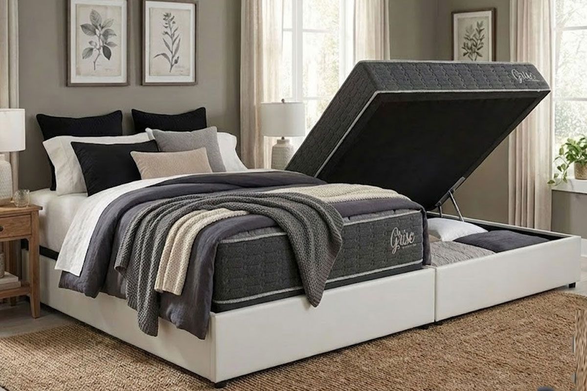 Cama Box Baú CRC +Colchão Ortopédico Grise Kappesberg