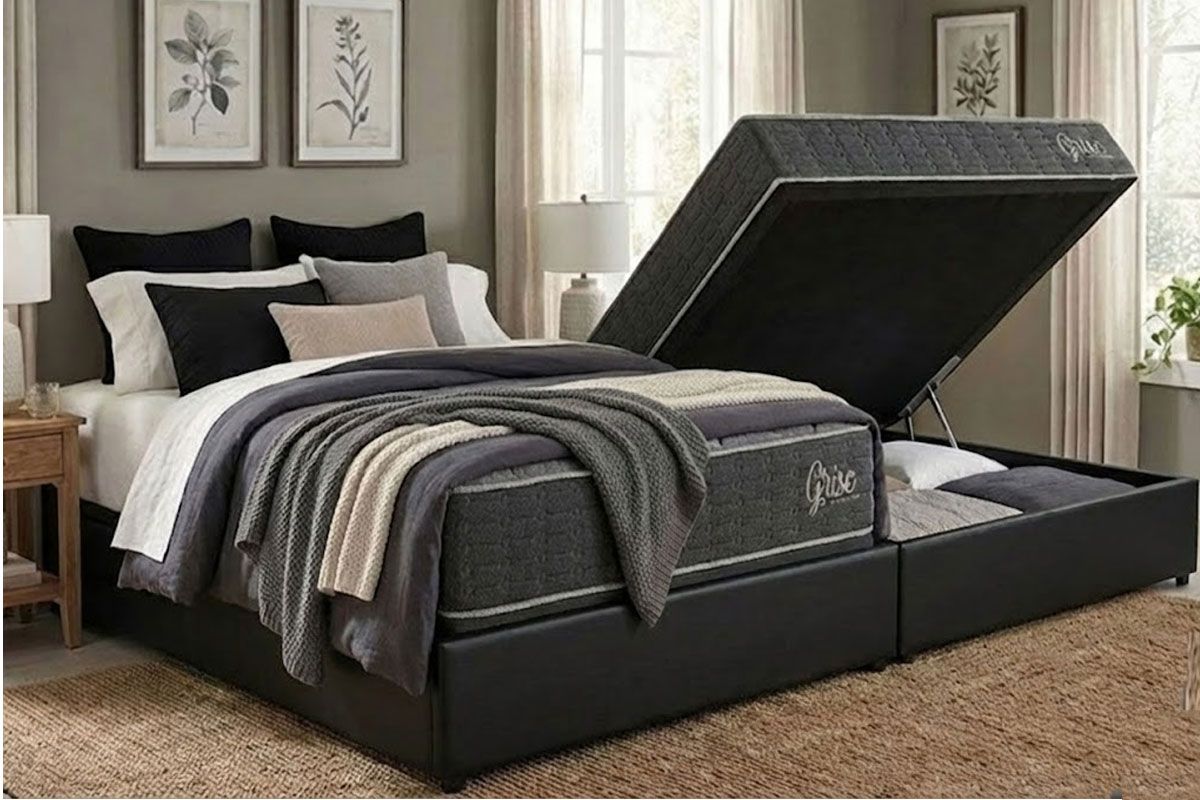 Cama Box Baú CRC +Colchão Ortopédico Grise Kappesberg