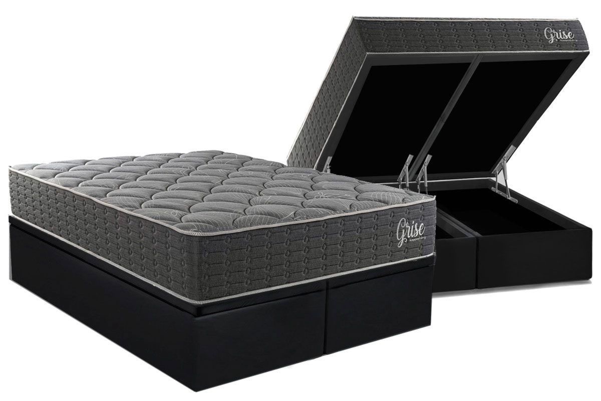 Cama Box Baú CRC +Colchão Ortopédico Grise Kappesberg