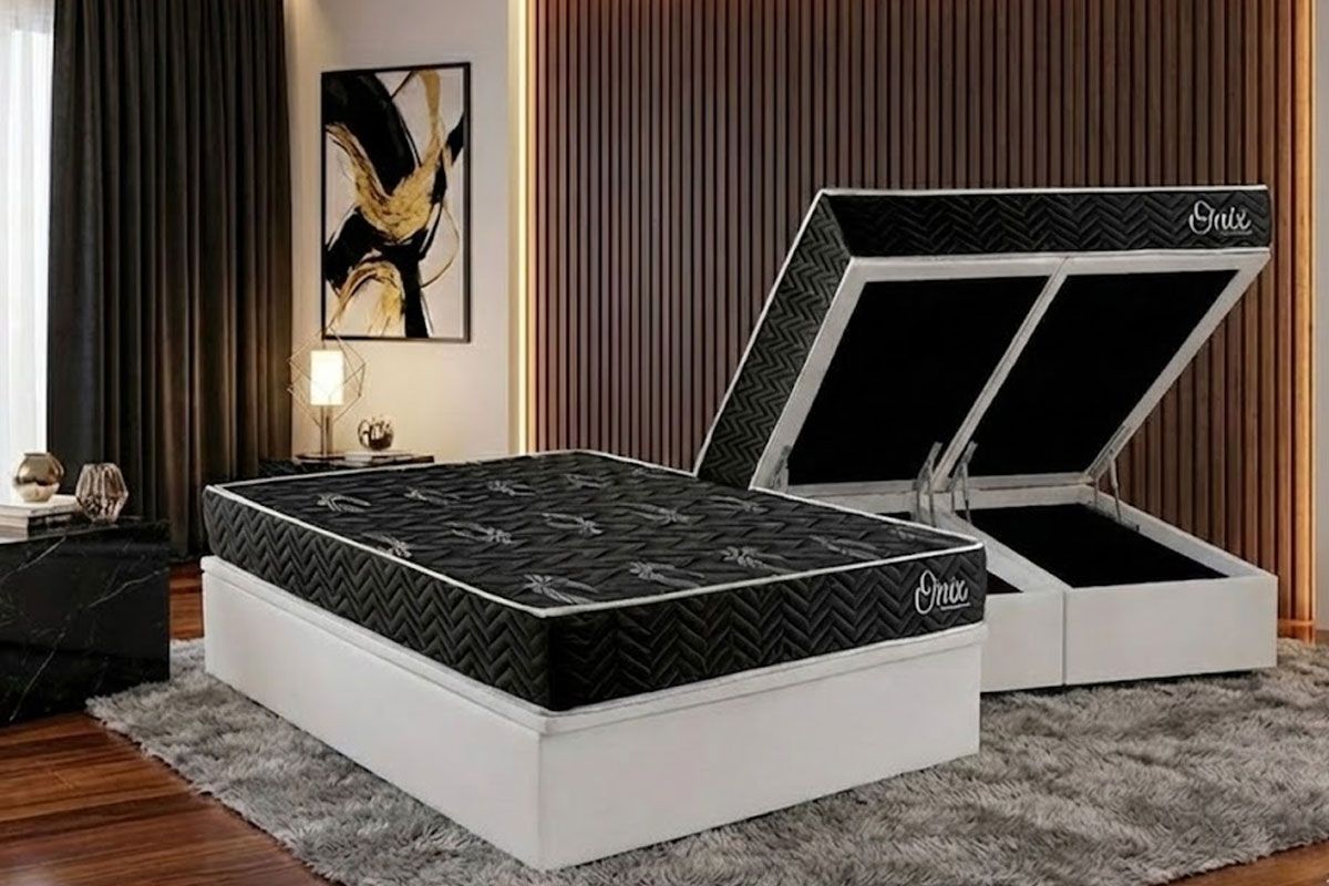 Cama Box Baú CRC +Colchão Ortopédico Onix Kappesberg