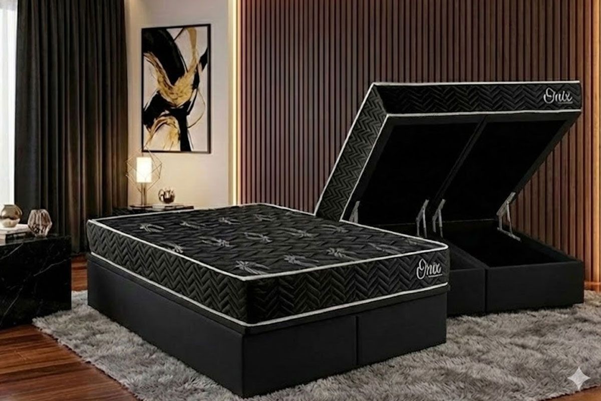 Cama Box Baú CRC +Colchão Ortopédico Onix Kappesberg