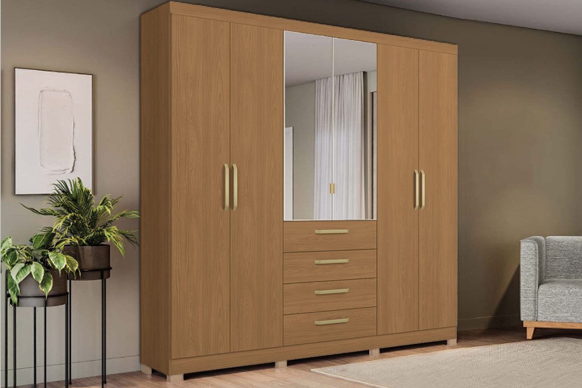 Guarda Roupa Casal 6 Portas 4Gasv c/Esp ARM014 KappesbergCanela