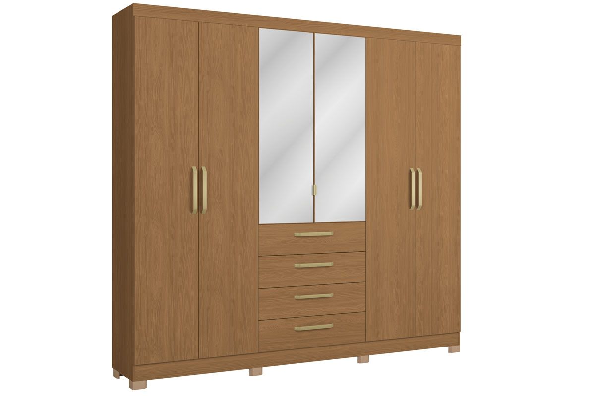 Guarda Roupa Casal 6 Portas 4Gasv c/Esp ARM014 KappesbergCanela